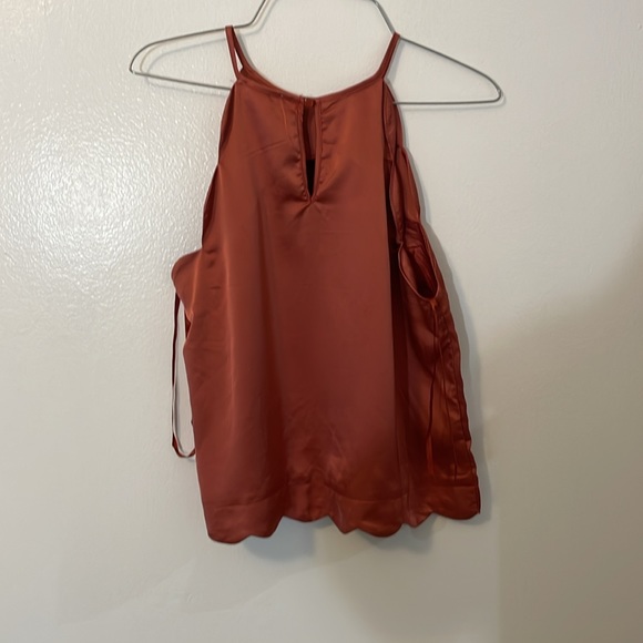 Monteau Los Angeles | peach rose gold satin cami blouse top | medium - Picture 5 of 7